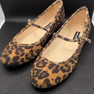 Nine West Leopard Print Mary Jane Flats in Brown and Black